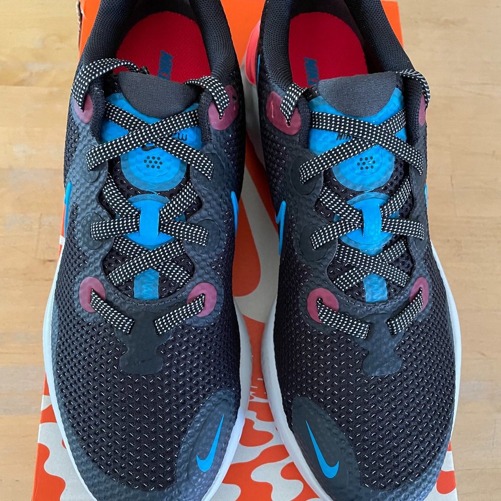 Nike Renew Run Grade School Kids' Running Shoes,Color: Black Laser Blue,Size: 6Y